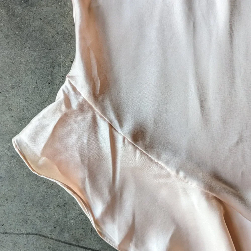 Vintage Axiom Pastel Pink Satin Ruffle Lingerie Bodysuit medium